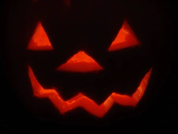 Calabaza Halloween Con Cara Miedo Fondo Negro — Foto de Stock