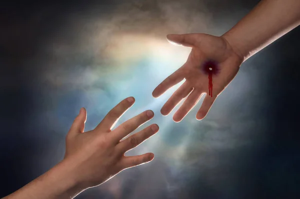 Nahaufnahme Menschlicher Hände Die Eine Hand Halten — Stockfoto