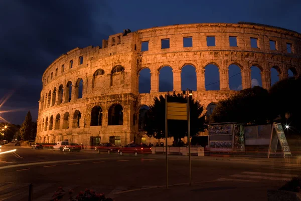 Anfiteatro Pula Noche — Foto de Stock