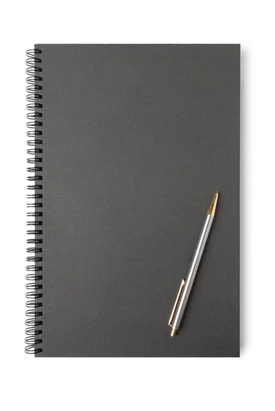 Notebook Con Penna Sfondo Bianco — Foto Stock