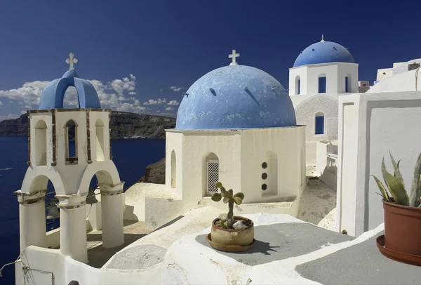 Blå Kupoler Santorini — Stockfoto