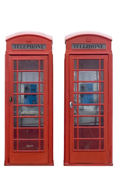 白色背景下隔离的红色电话亭 — 图库照片