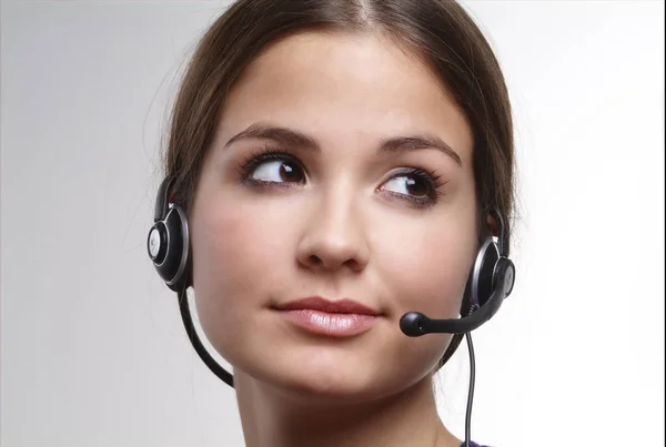 Vrouw Met Headset Support Call — Stockfoto