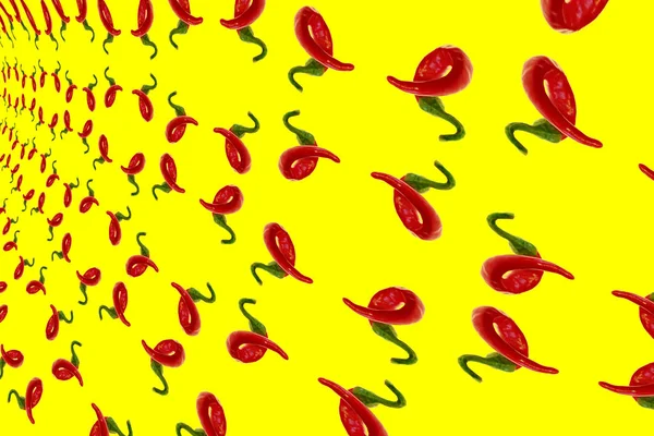 Chilli Pepř Žlutém Pozadí — Stock fotografie