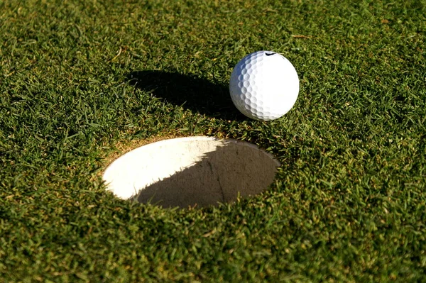 Golflabda Zöld Füvön — Stock Fotó