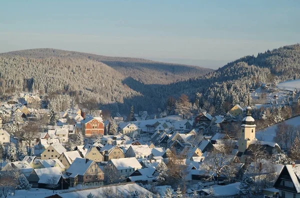 Vista Desde Pie Del Brenstein Brenstein Erzgebirge Peso Veiperty Con — Foto de Stock