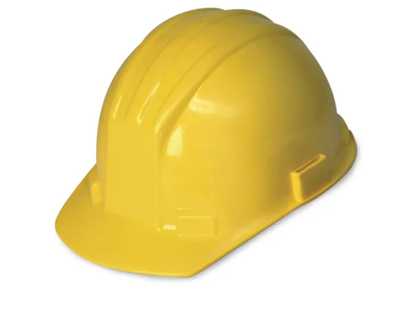 Capacete Amarelo Isolado Fundo Branco — Fotografia de Stock