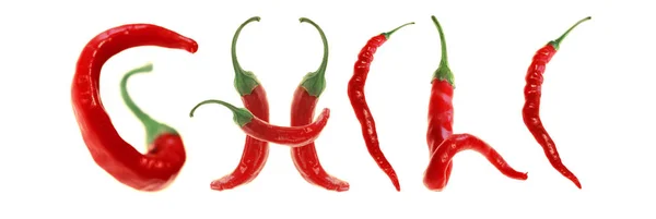 Rode Chili Peper Geïsoleerd Witte Achtergrond — Stockfoto