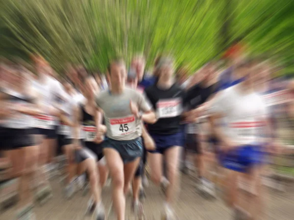 Maratona Corredores Movimento Desfoque — Fotografia de Stock