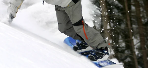 Homem Traje Esqui Com Snowboard Neve — Fotografia de Stock