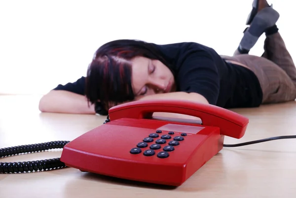 Frau Mit Telefon — Stockfoto