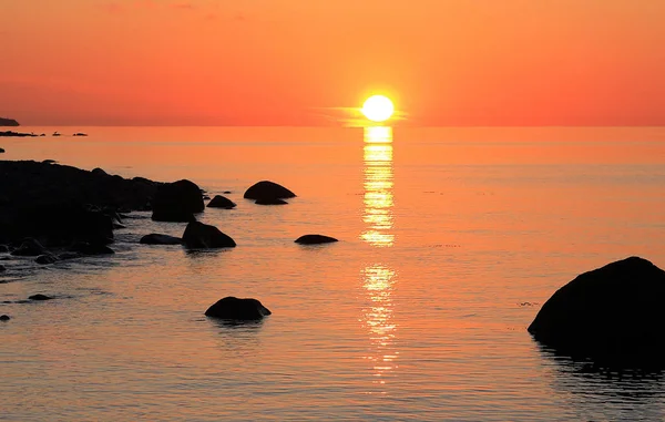 Atmosférický Západ Slunce Nad Mořem — Stock fotografie