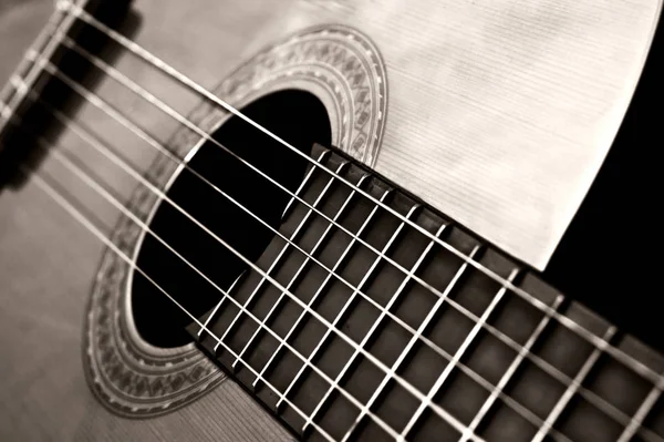 Parte Uma Guitarra Preto Branco — Fotografia de Stock