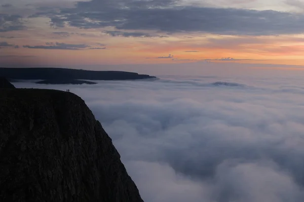 Midnight Sun Nordkapp Long Exposure Picture Unfortunately Quite Noisy — Stock Photo, Image