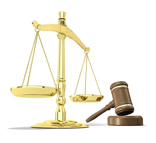 Scales Justice Law Isolated White Background — Stock Photo, Image