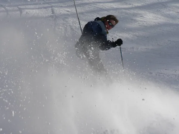 Skieur Hiver Avec Neige — Photo