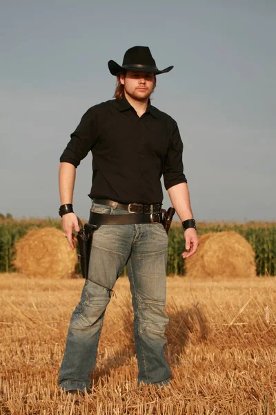 Jonge Man Cowboy Hoed Jeans — Stockfoto