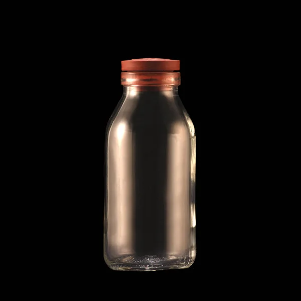 Milk Bottle Front Black — Stock Photo, Image