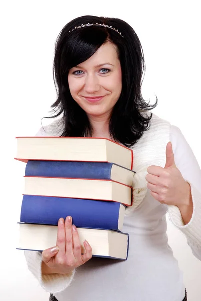 Vrouw Met Boek Lezen Onderwijs Concept — Stockfoto