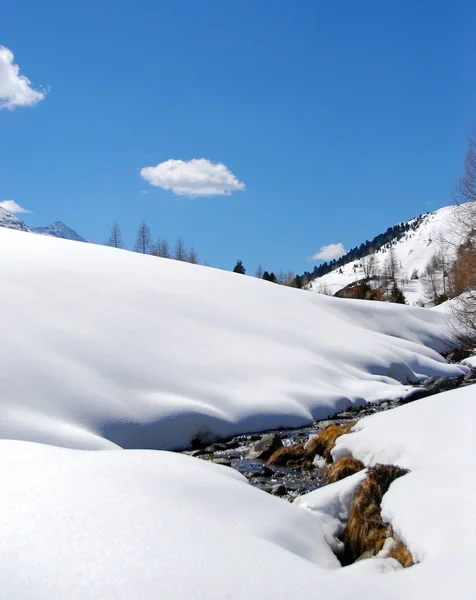 Красивые Девственные Глубокие Снежные Склоны Восточном Тироле — стоковое фото