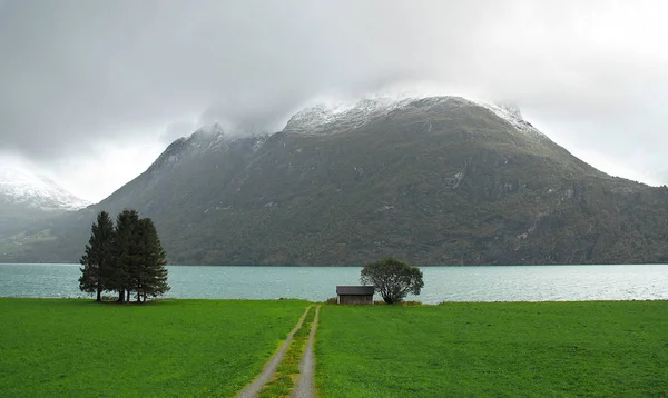 Kar Özel Bir Şey Değil Ama Eylül Norveç Için Bile — Stok fotoğraf