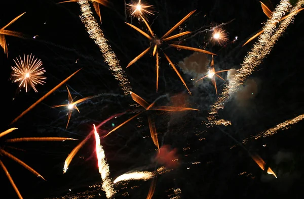 Fireworks Explosion Night Sky Festival Celebration — Stock Photo, Image