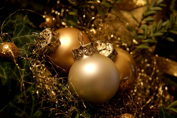 Vánoční Ozdoba Zlatě — Stock fotografie