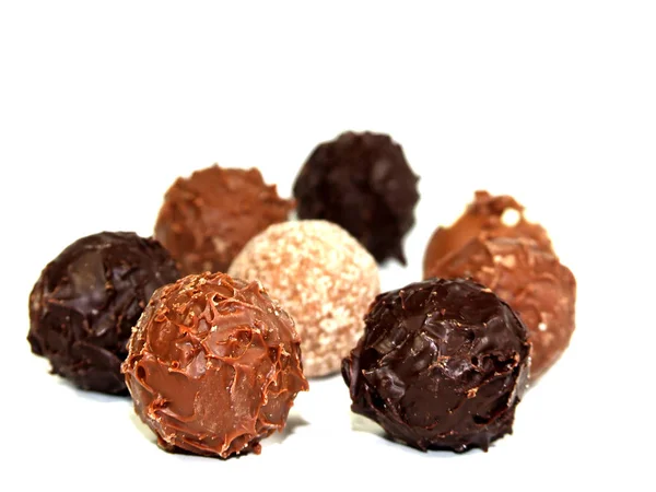 Chocolate Truffles Isolated White Background — Stock Photo, Image