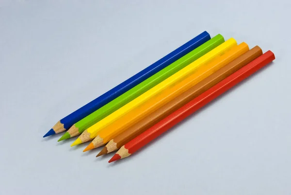 Wooden Colorful Pencils Art Office Supplies — Stock Photo, Image