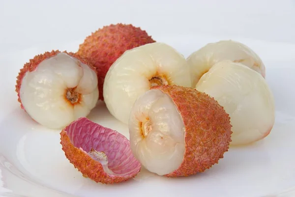 Vers Heerlijk Fruit Witte Achtergrond — Stockfoto