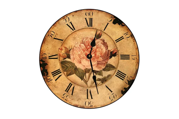 Old Clock Isolated White Background — Stock Photo, Image