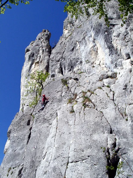 Climbing Danube Valley Hausner Rock Disco Papa Uiaa — Stock Photo, Image