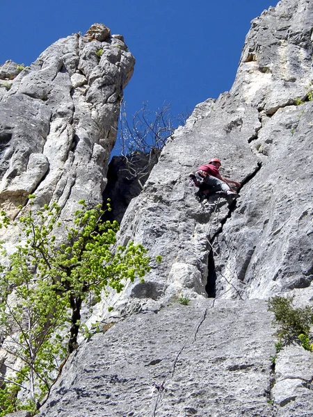 Klettern Donautal Hausner Felsen Piazwandl — Stockfoto