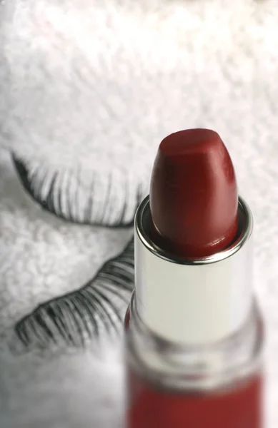 Vrouw Make Lippenstift — Stockfoto