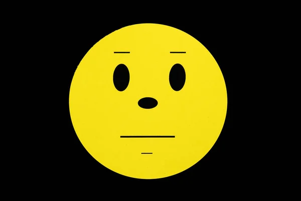 Жовте Смайликове Обличчя Чорному Фоні — стокове фото