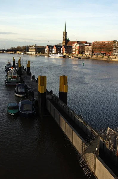 Brémai Városok Panoráma Weser — Stock Fotó