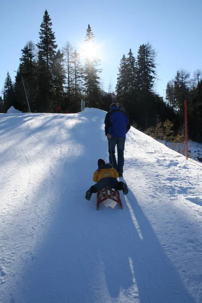 Sciatore Sci Discesa Sulla Neve — Foto Stock