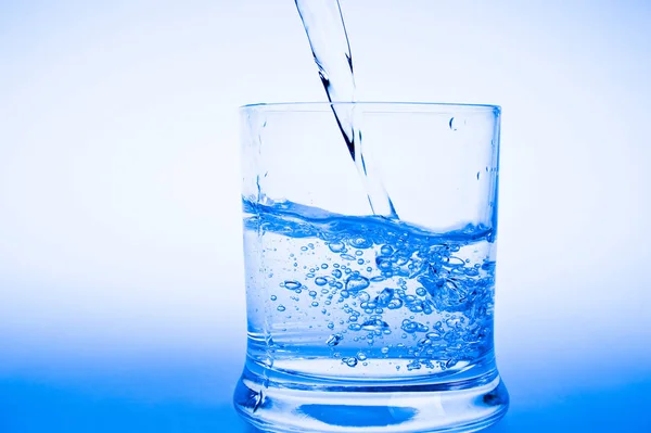 Glass Water Splash Blue Background — Stock Photo, Image