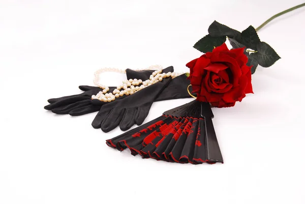 Black White Flowers Accessories Holiday — Stock Photo, Image