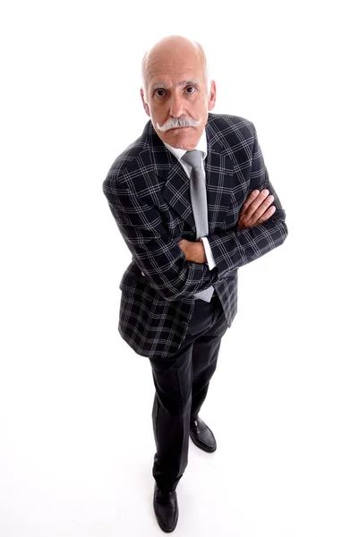 Senior Mann Anzug Isoliert Auf Weißem Hintergrund — Stockfoto