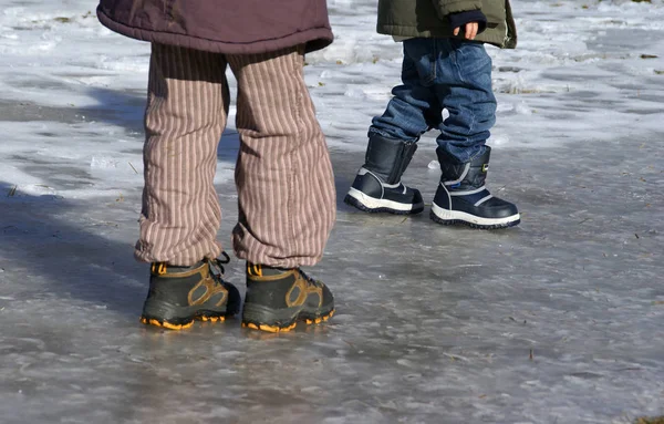 Children Boots Snow — Stock Photo, Image