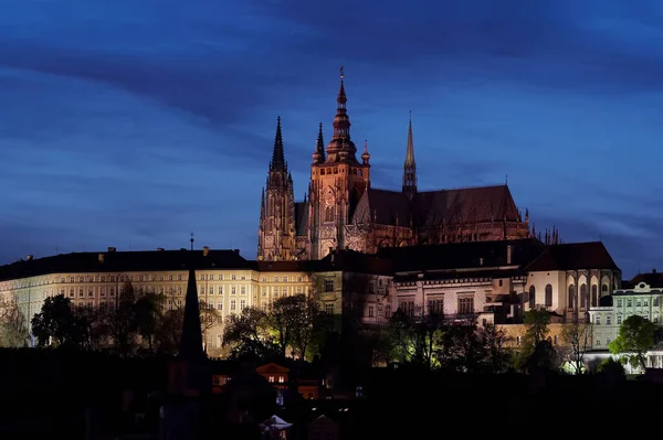 Castelo Praga Noite Conceito Viagem Arquitetura — Fotografia de Stock