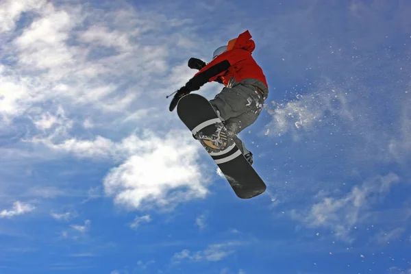 Snowboarder Hoog Lucht — Stockfoto