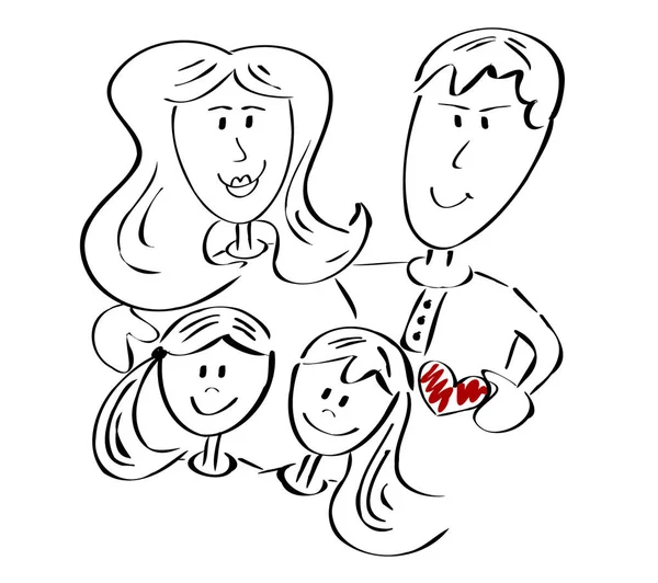幸せな家族 手描き — ストック写真