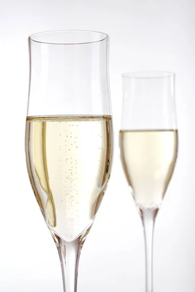 Due Bicchieri Champagne Bicchiere Vino — Foto Stock
