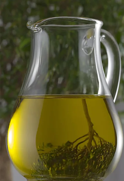 Glass Olive Oil Decanter — Stock Photo, Image