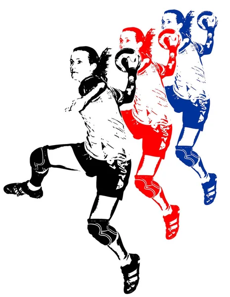 Vector Illustration Girl Soccer Ball — Stock Photo, Image