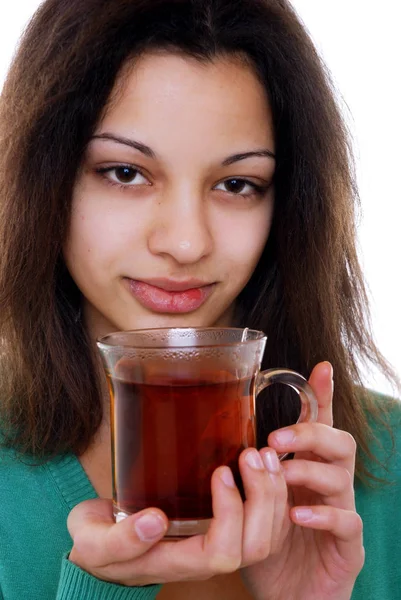 Młoda Kobieta Herbatą — Zdjęcie stockowe