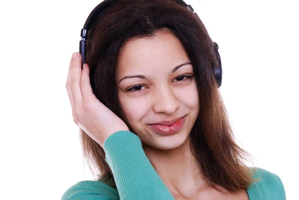 Jeune Femme Écoutant Musique — Photo