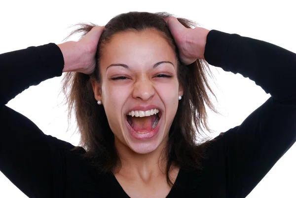 Portrait Young Woman Screaming — Stock Photo, Image